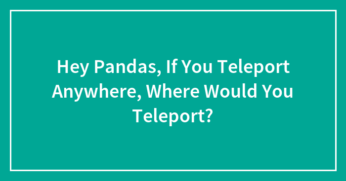 Hey Pandas, If You Teleport Anywhere, Where Would You Teleport?