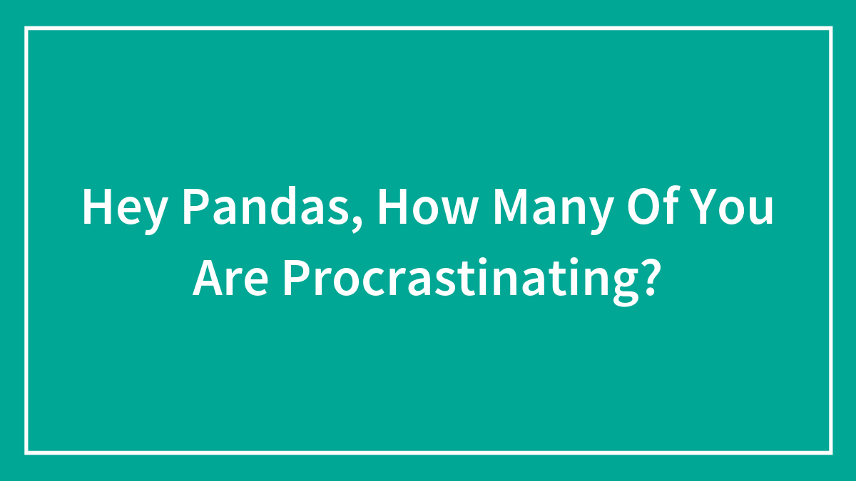 Hey Pandas, How Many Of You Are Procrastinating? (Closed)