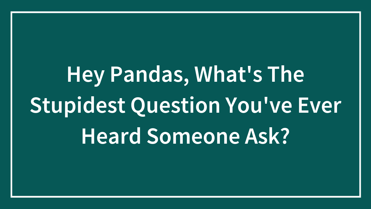 Hey Pandas, What’s The Stupidest Thing You’ve Ever Heard Someone Ask?