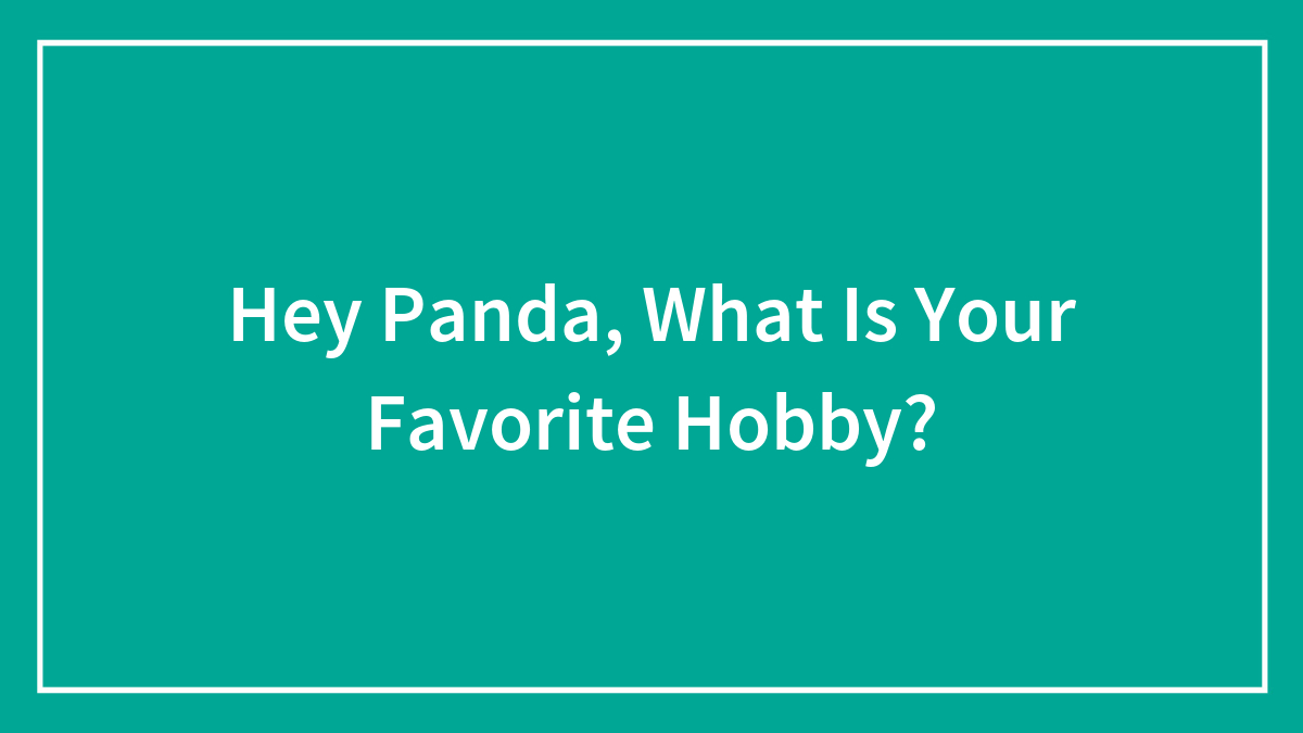 Hey Panda, What Is Your Favorite Hobby?