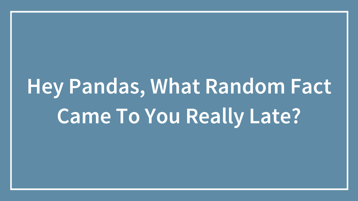 Hey Pandas, What Random Fact Came To You Really Late? (Closed)