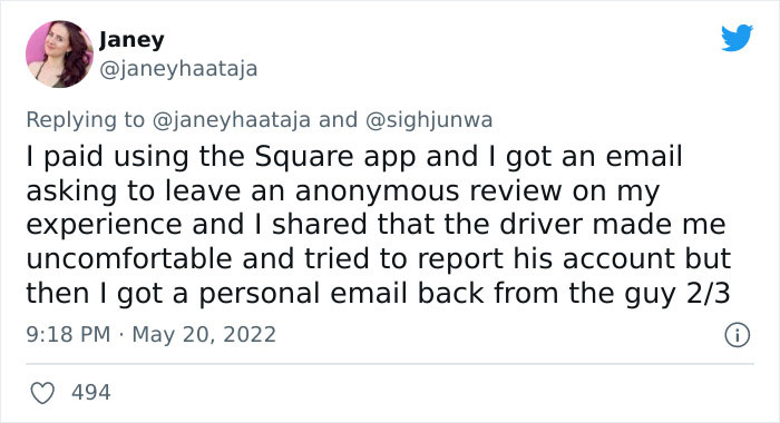 Woman Is Shocked That Her Lyft Driver From 3 Weeks Ago Came To Her Workplace, Warns Others Woman Is Shocked That Her Lyft Driver From 3 Weeks Ago Came To Her Workplace, Warns Others