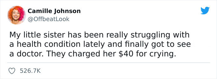 "One Tear In And They Charged Her $40": Woman Shares How Her Sister Was Charged $40 For 'Crying' During Doctor's Appointment, Goes Viral On Twitter
