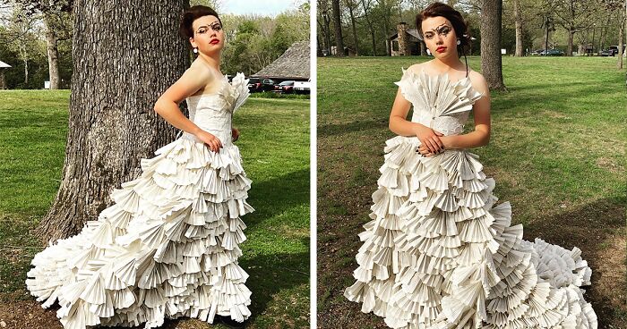 Teen Makes Her Prom Dress Herself And Uses Pages From Old Harry Potter ...