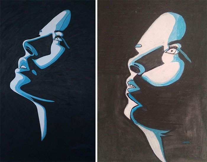 El autor del post encargó la pintura de la izquierda a un "artista" de Instagram que luego los bloqueó tras la entrega