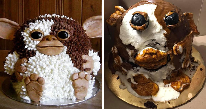 Estoy muy decepcionado con el pastel que recibí. Se suponía que era esto (imagen izquierda) y eso (imagen derecha) es lo que conseguimos