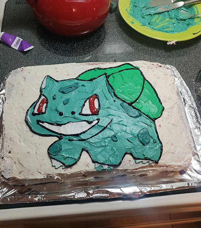 Please Don't Make Fun Of This. I Asked My Mom To Make Me A Bulbasaur Cake For My 21st Birthday, And This Is The Result