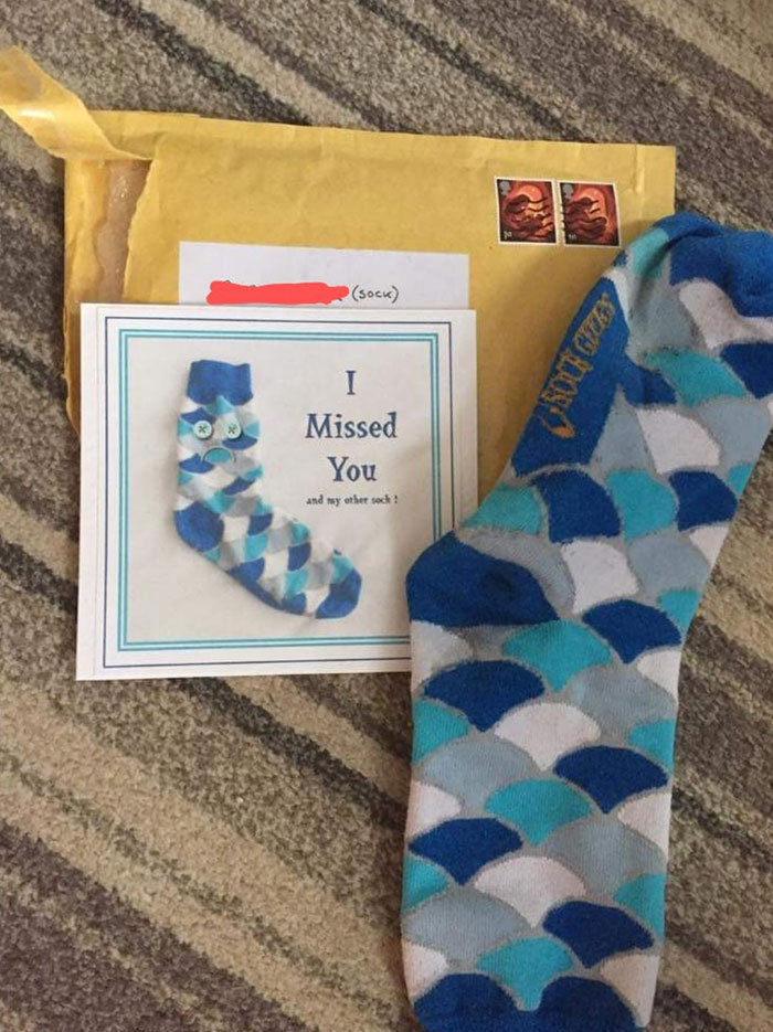 Left A Sock At My Mum's And She Posted It Back To Me With A Home Made Card