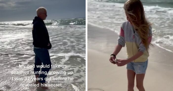 Woman Finds Out Her Dad Would Buy Seashells And Throw Them On The Beach For Her To Find When He Does The Same For His Grandkids