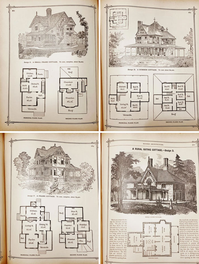 A Collection Of 1800s Home Designs With Floor Plans From One Of My Home Library Reference Books, Published In The Mid 1880s
