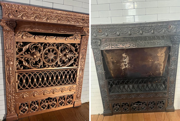 Finally Finished Cleaning Up Our Old Fireplace. Took Some Time, But Well Worth It. She’s A Beaut! Got It As Clean As We Could And Decided To Go With Metal Effects Oxidizing Copper Paint