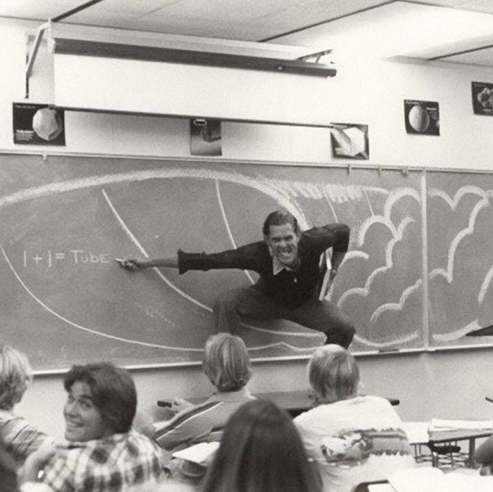 A Teacher Teaching The Physics Of Surfing, California, 1970