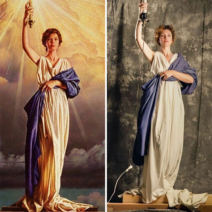 Jenny Joseph Modeling For The Columbia Pictures Logo, 1992. She Had Never Modeled Before, And Never Did Again