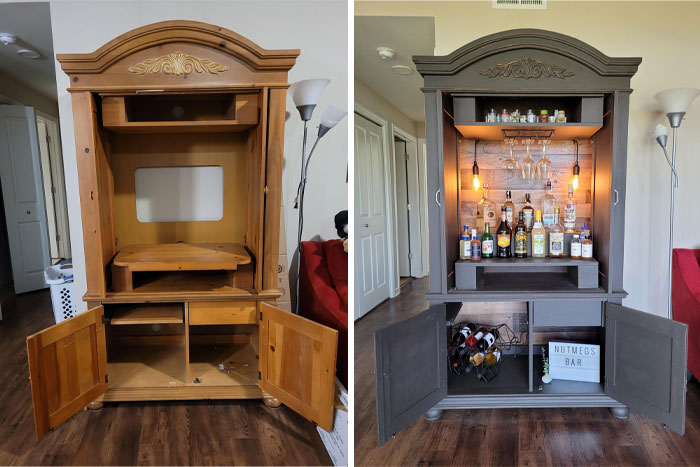 Upcycled Armoire Before & After