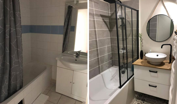 Renovación del baño, antes y después