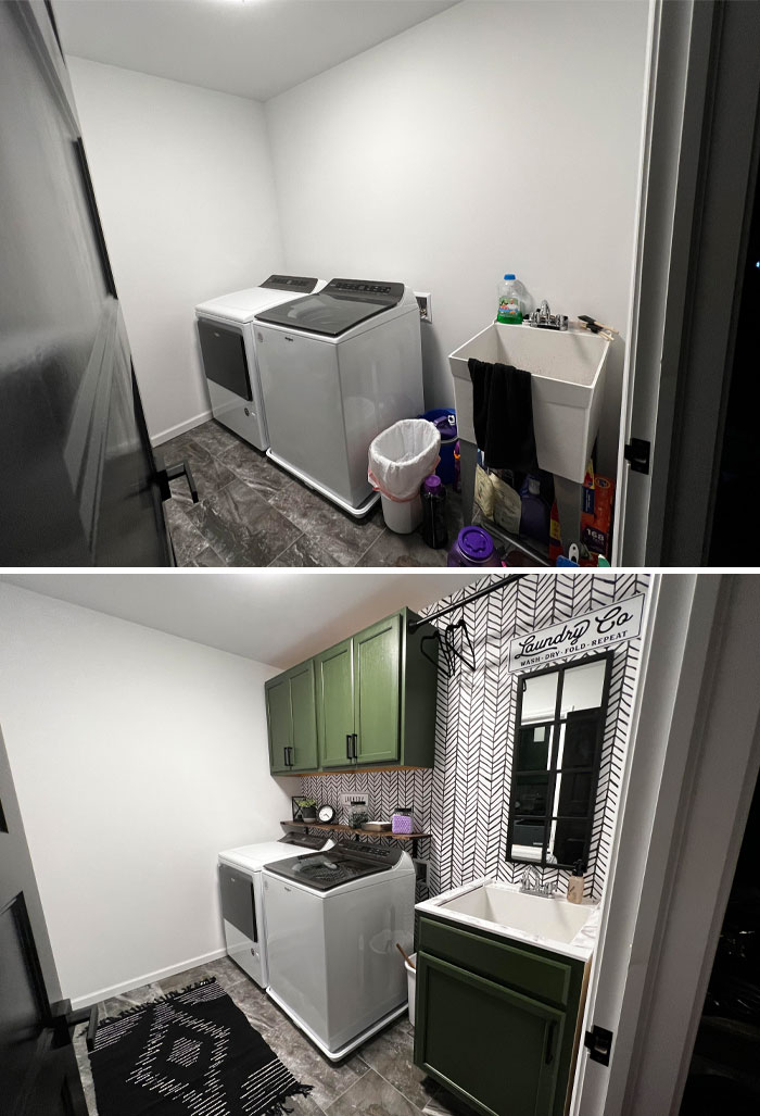 I Recently Finished My Laundry Room Makeover! Doing All Of This Myself, I Am So Proud Of How Everything Turned Out! Swipe To See A Before!