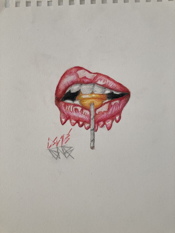 My First Lips Drawing Without A Reference