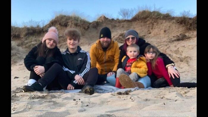 My Birthday In 2021, In Scotland, On A Beach In April. It Was Cold! Rare Photo Of All 6 Of Us