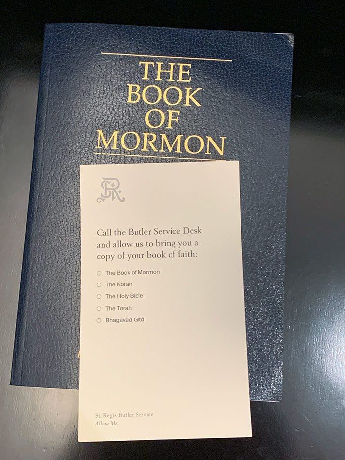 The Hotel I’m Staying At Allows You To Choose Your Selected Holy Text