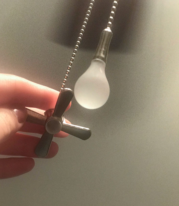 The Ceiling Fan/Light At My Hotel Has Cool Pulls To Indicate Which Is Which