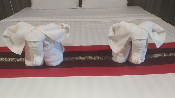 This Elephant Shape Towel Folding In Thailand Hotel Room