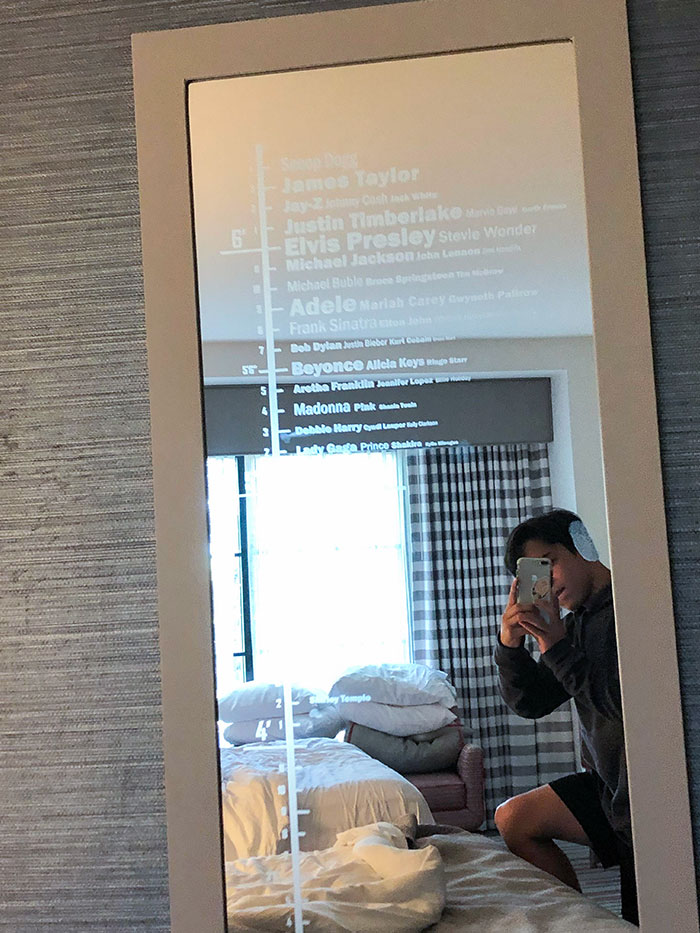Mirror At Hotel Compares Your Height To Famous Celebrities