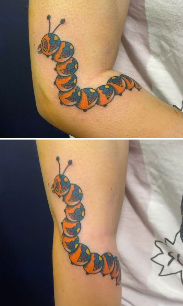 I Love Tattooing With This Orange Ink! I Would Love To Do More Colorful Tats In Fun Positions Like This