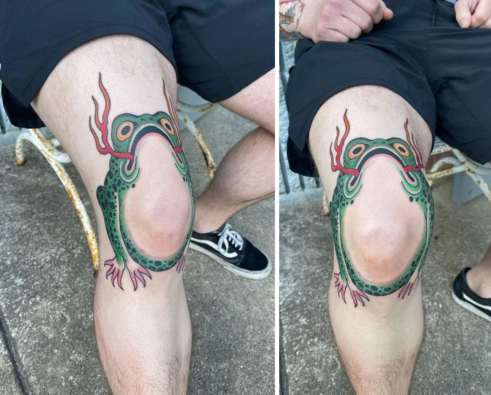 Another Cool Knee Tattoo. Ribbit Ribbit When It Moves