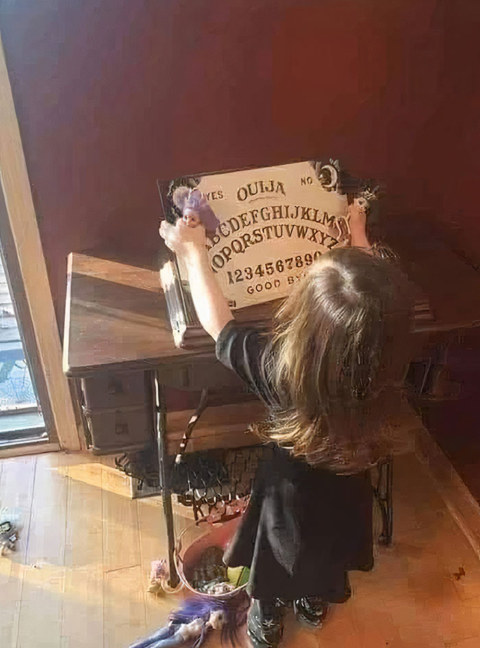 My Almost 3-Year-Old Daughter Found Our Ouija Board And Has Been Using It To Practice Her Abcs And Numbers