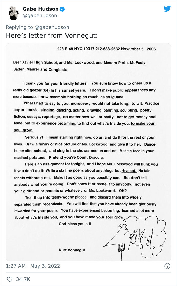 Kurt Vonnegut Sent A Letter To Students In 2006 And People Loved What He Had To Say