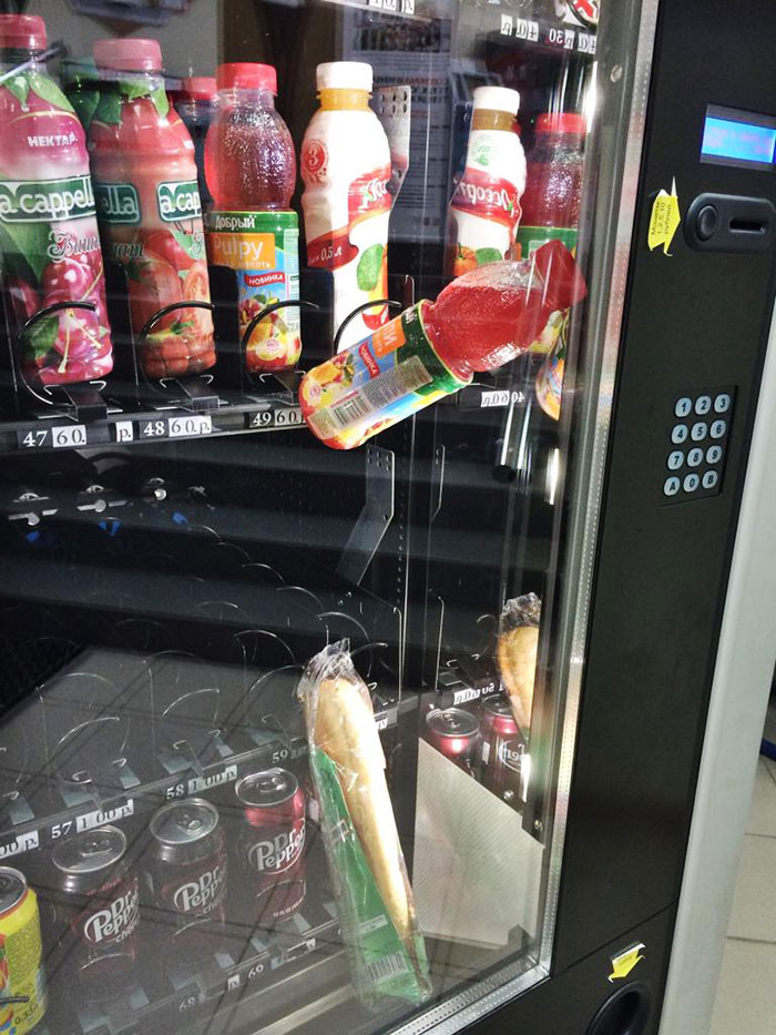 I Got A Sandwich Stuck In Vending Machine, So I Bought A Drink To Push The Sandwich Out