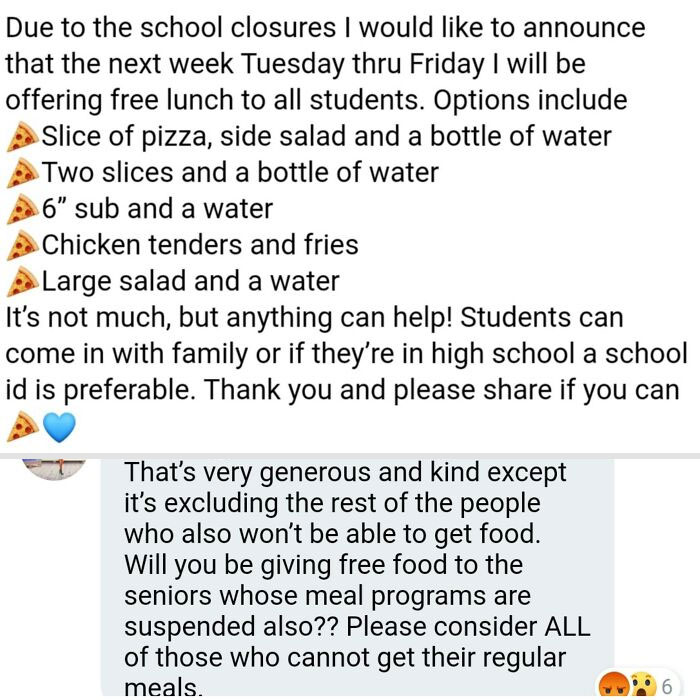 Schools Closed For 2 Weeks, Local Pizza Shop Offers Free Food For Kids