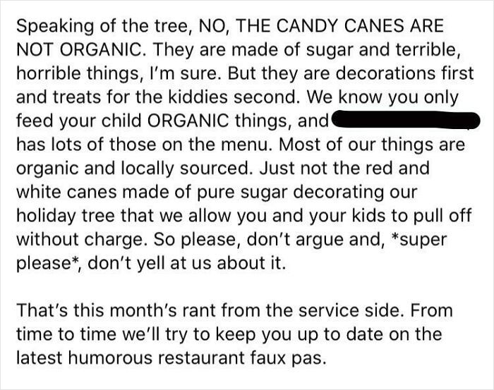 Restaurant Gives Out Free Candy Canes, People Are Mad They Aren’t Organic