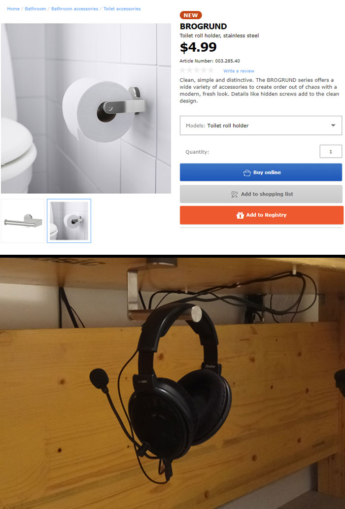Using Toilet Paper Holder As Headphone Stand