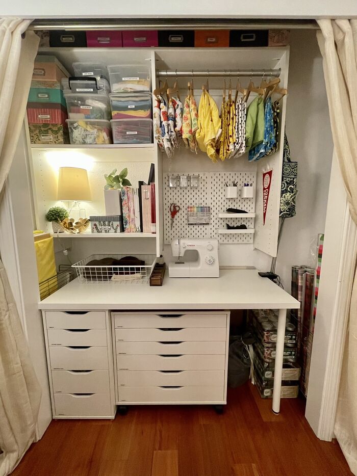 I Needed A Crafting Nook, So I Removed My Track Closet Drawers And Created This Space In My Guest Bedroom Closet!