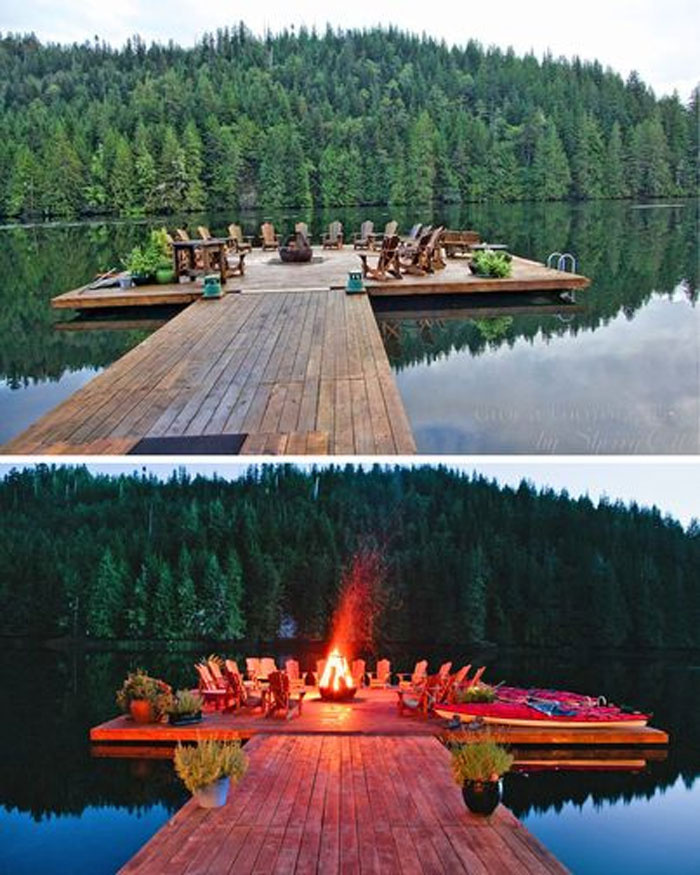 Incredible Floating Dock With A Fire Pit!