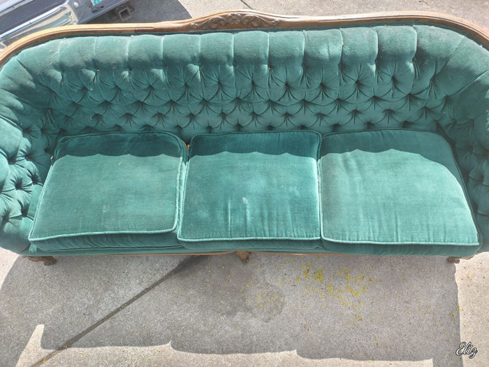 Found This Gem Of A Victorian Style Couch On The Side Of The Road. It Is Actually A Deep Emerald Green. .. I'm Always In Search Of A Good Treasure....
