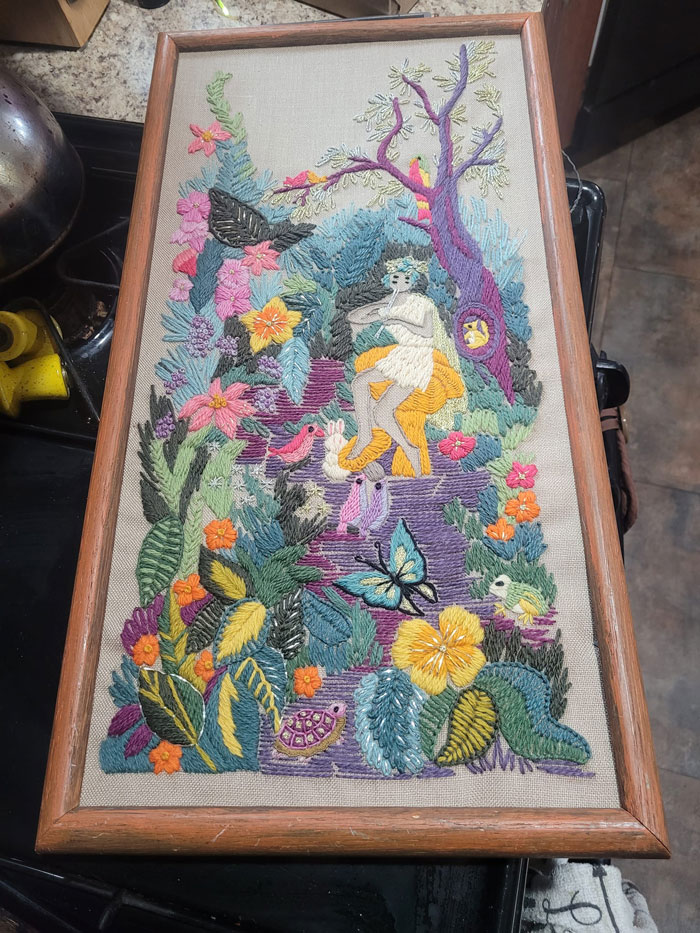 I Got This Amazing Embroidery Today. Best $2 I've Spent In A Long Time. Goodwill In Wyoming