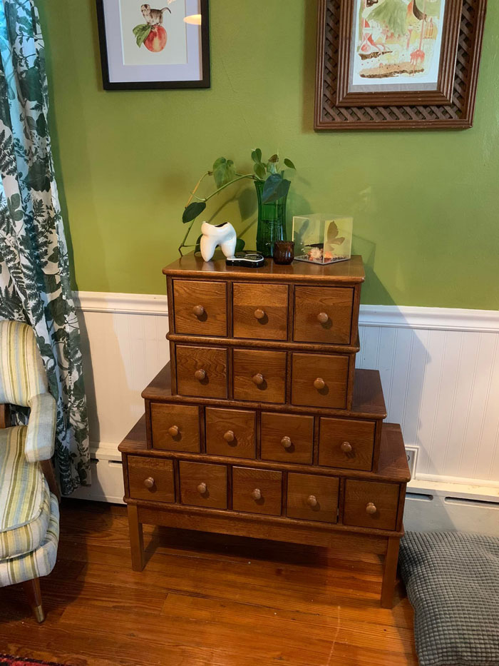 I Got Lucky And Found My Holy Grail Piece Of Furniture Secondhand On Marketplace!! I Think Someone Had Posted This Cabinet In This Group A While Ago And I’ve Been Questing For It Ever Since. The Woman Who Sold It To Me Lives About 40 Miles Away But Happened To Be Coming To My City And Offered To Meet Locally, So It Feels Like Destiny. I’m So Pleased!
