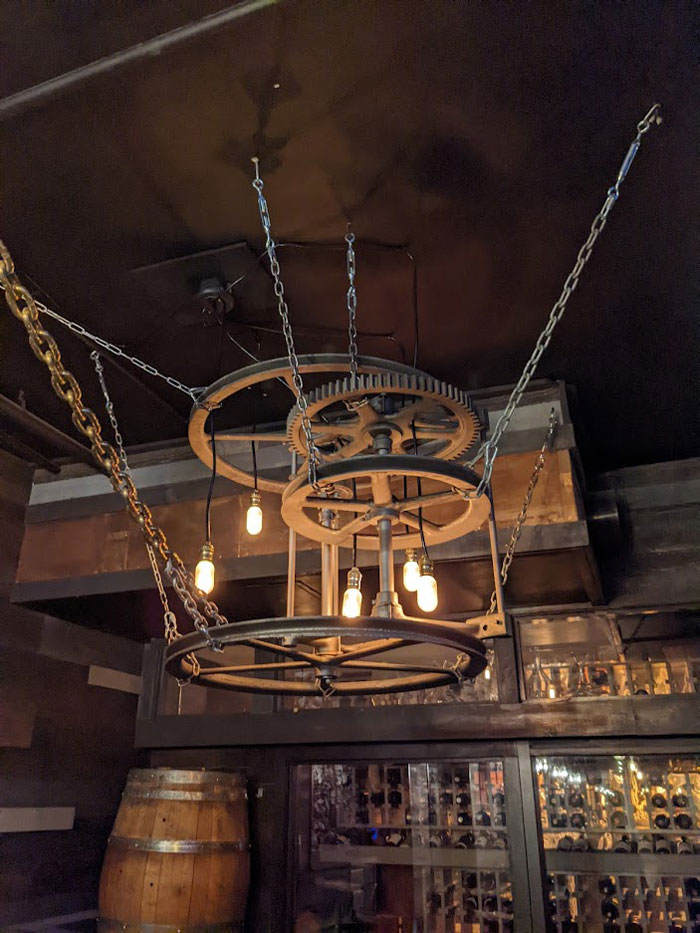 "Light Fixture" I Noticed At A Restaurant In Nl, Canada. Appears To Be Some Sort Of Old Machinery