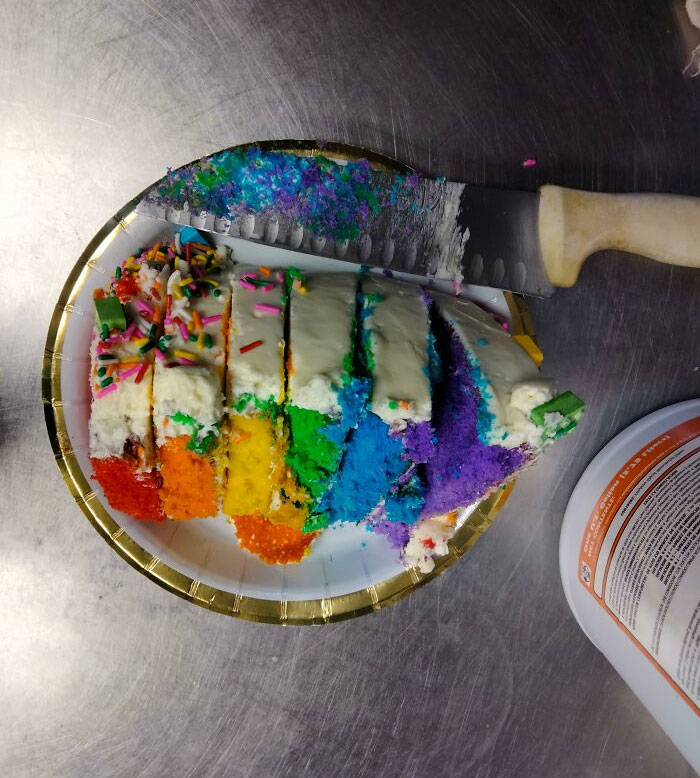 Coworker Cut The Cake By Layer