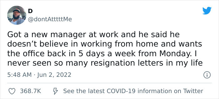 New Boss Wants People Back In The Office 5 Days A Week, Gets Resignation Letters Instead New Boss Wants People Back In The Office 5 Days A Week, Gets Resignation Letters Instead