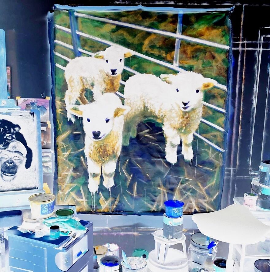 Negative Studio View, 3 Negative Sheep In Progress