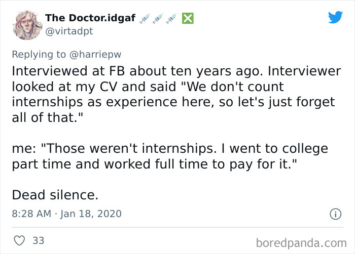 We Don’t Count Internships As Experience Here, So Let’s Just Forget All Of That