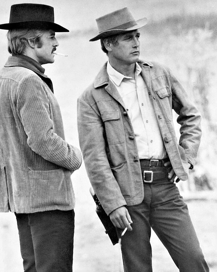 Robert Redford y Paul Newman en el rodaje de Dos Hombres y Un Destino, 1969