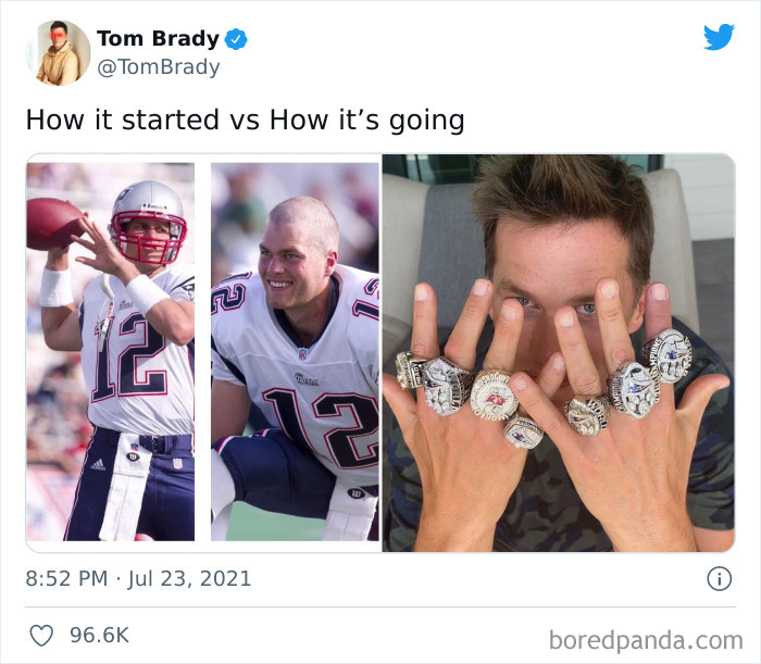 Tom Brady Wearing His 7 Super Bowl Rings