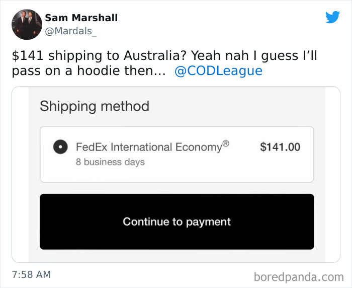 $141 Shipping To Australia