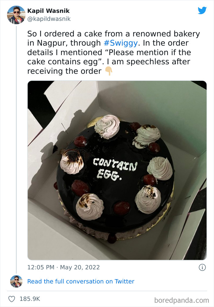 Man Wanted To Know If Cake "Contains Eggs"