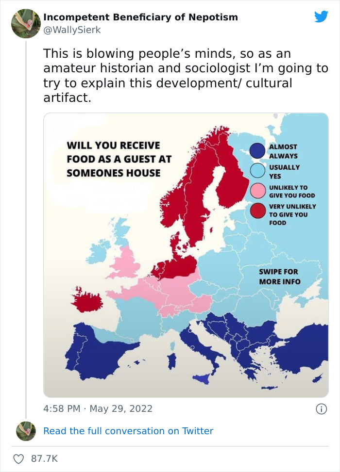 "This Is Blowing People’s Minds": Amateur Historian Explains Why Some European Countries Probably Won't Feed You In Their Home