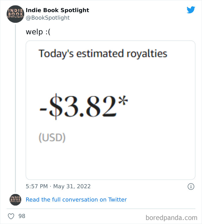 Writer Tweets About Owing Money To Amazon Because Readers Are Returning Their Finished eBooks, Sparks A Debate Among Online Users Writer Tweets About Owing Money To Amazon Because Readers Are Returning Their Finished eBooks, Sparks A Debate Among Online Users